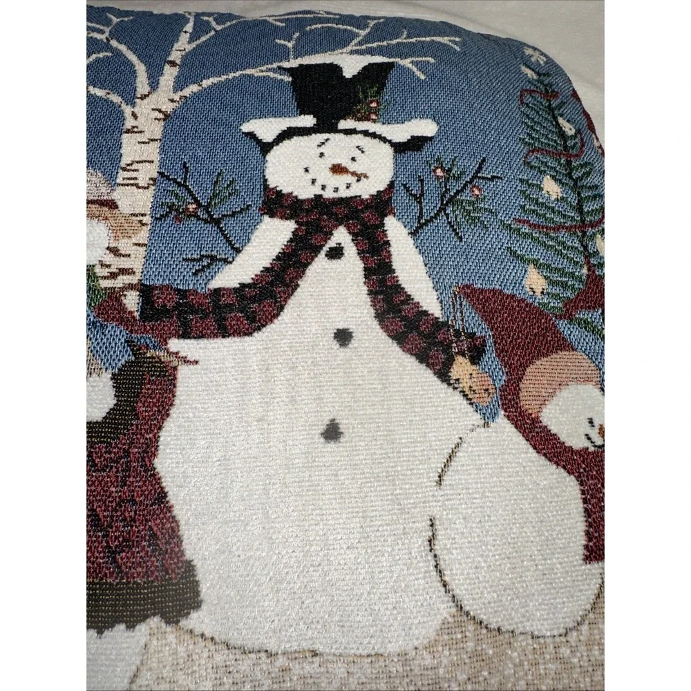 Snowman Family Tapestry Throw Pillow 15